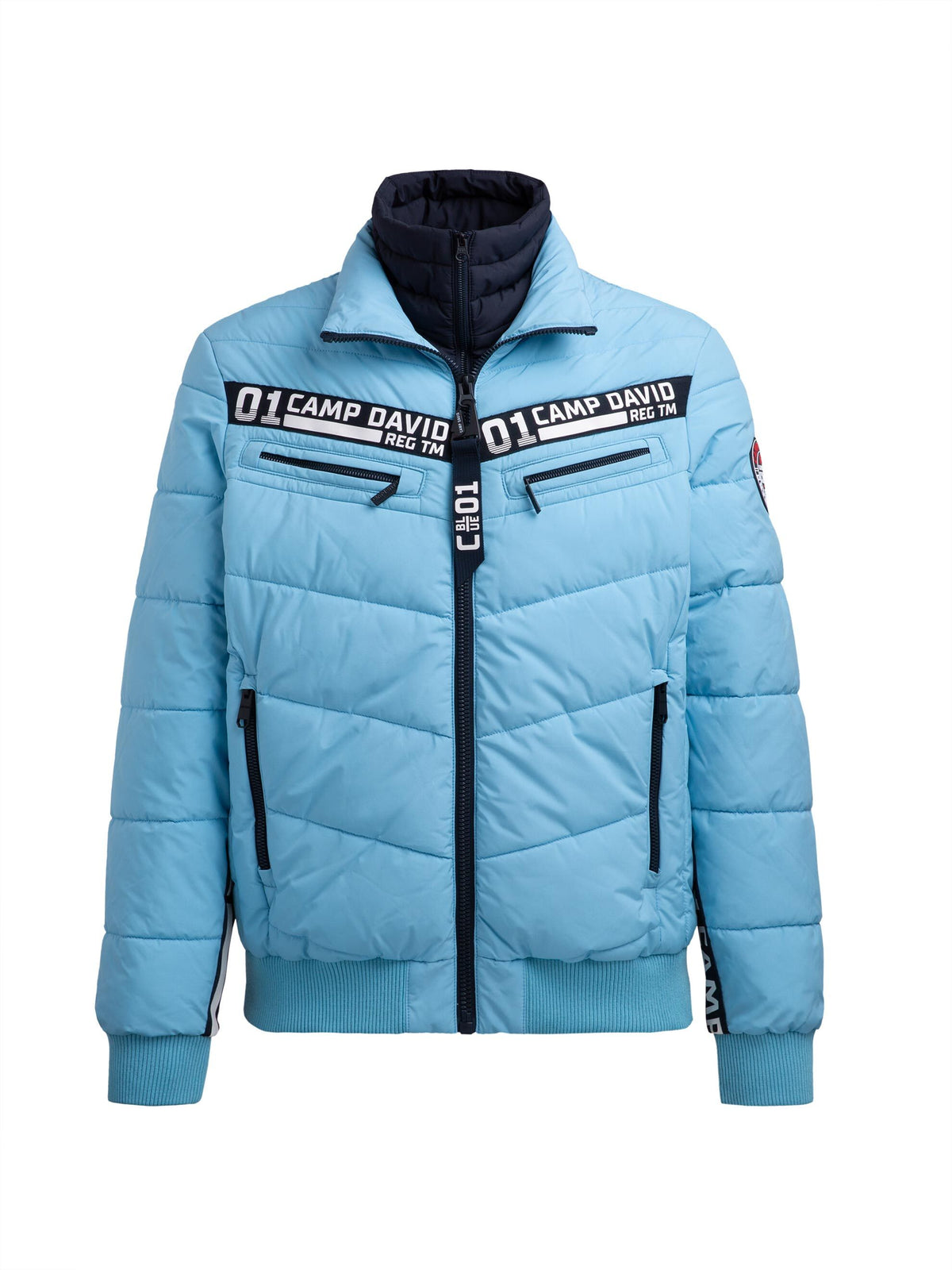 Winterjacke mit Stepp-Design und Logo-Tapes icy blue - 1