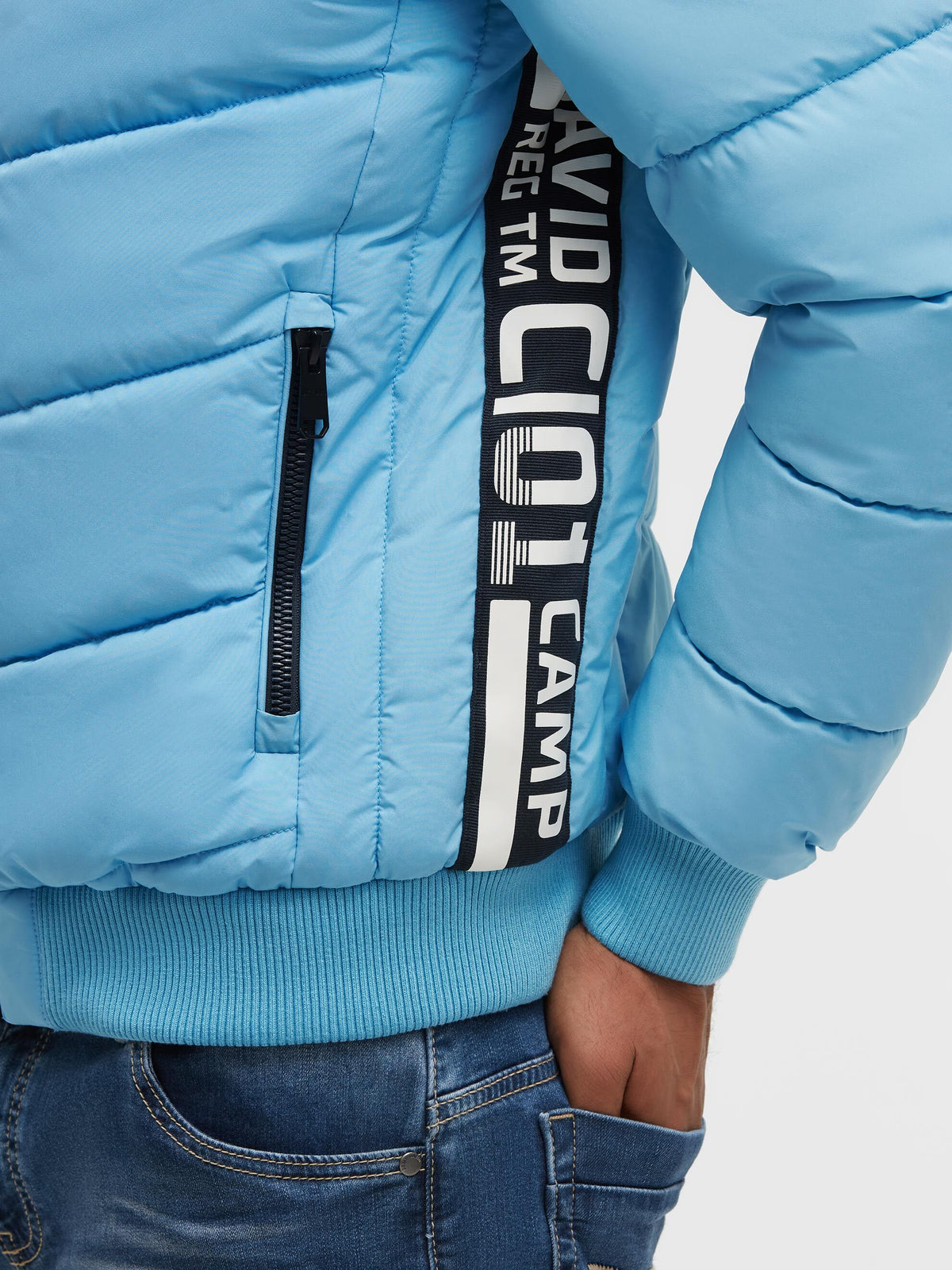 Winterjacke mit Stepp-Design und Logo-Tapes icy blue - 7
