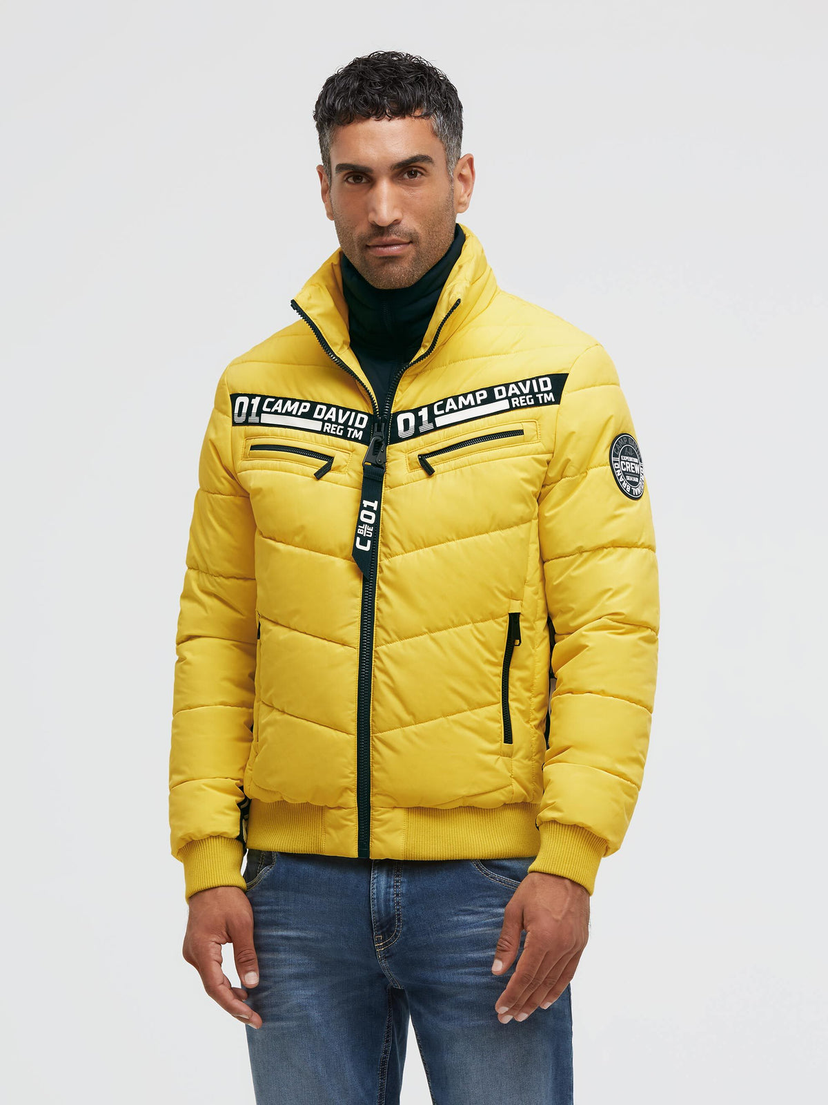 Winterjacke mit Stepp-Design und Logo-Tapes signal yellow - 2