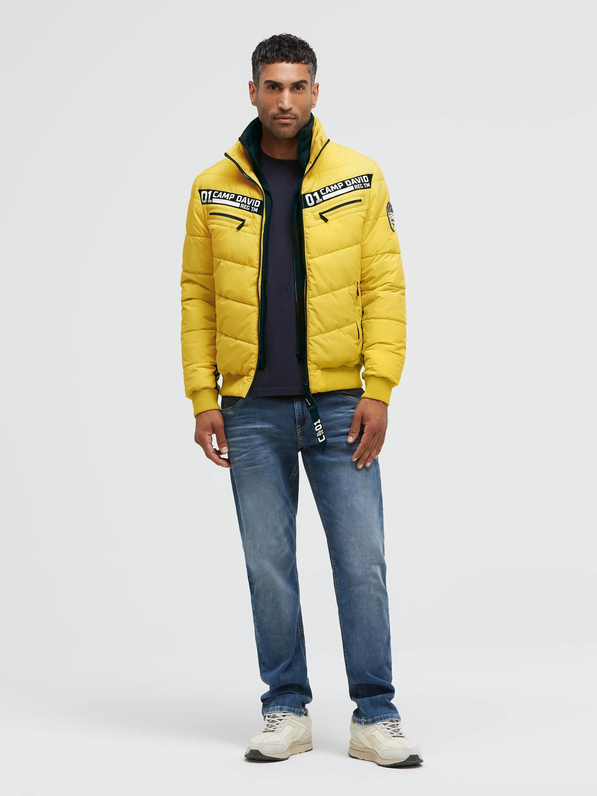 Winterjacke mit Stepp-Design und Logo-Tapes signal yellow
