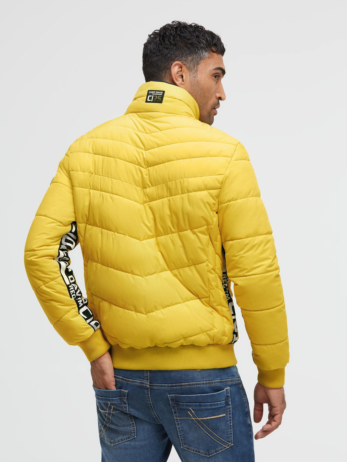 Winterjacke mit Stepp-Design und Logo-Tapes signal yellow - 5