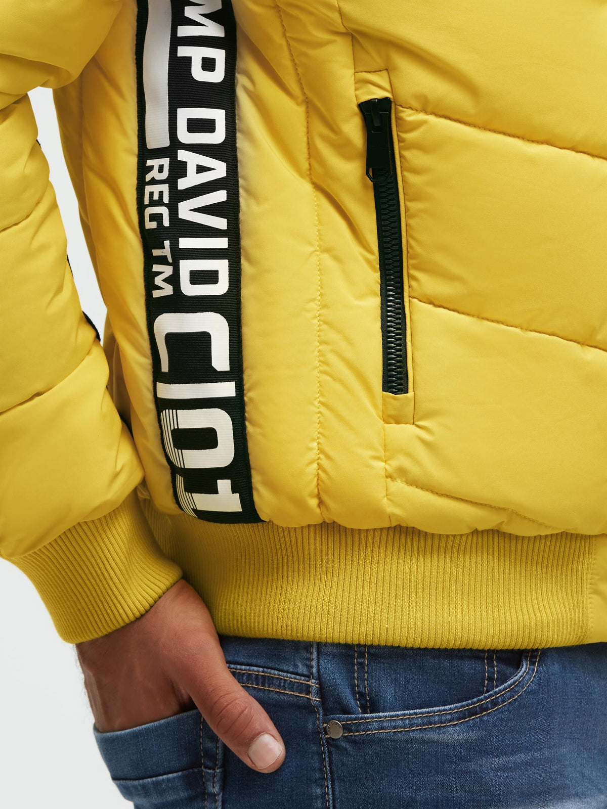 Winterjacke mit Stepp-Design und Logo-Tapes signal yellow - 7