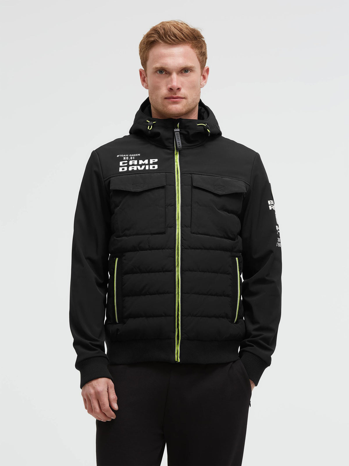 Winterjacke im Materialmix mit Rücken-Print black - 2