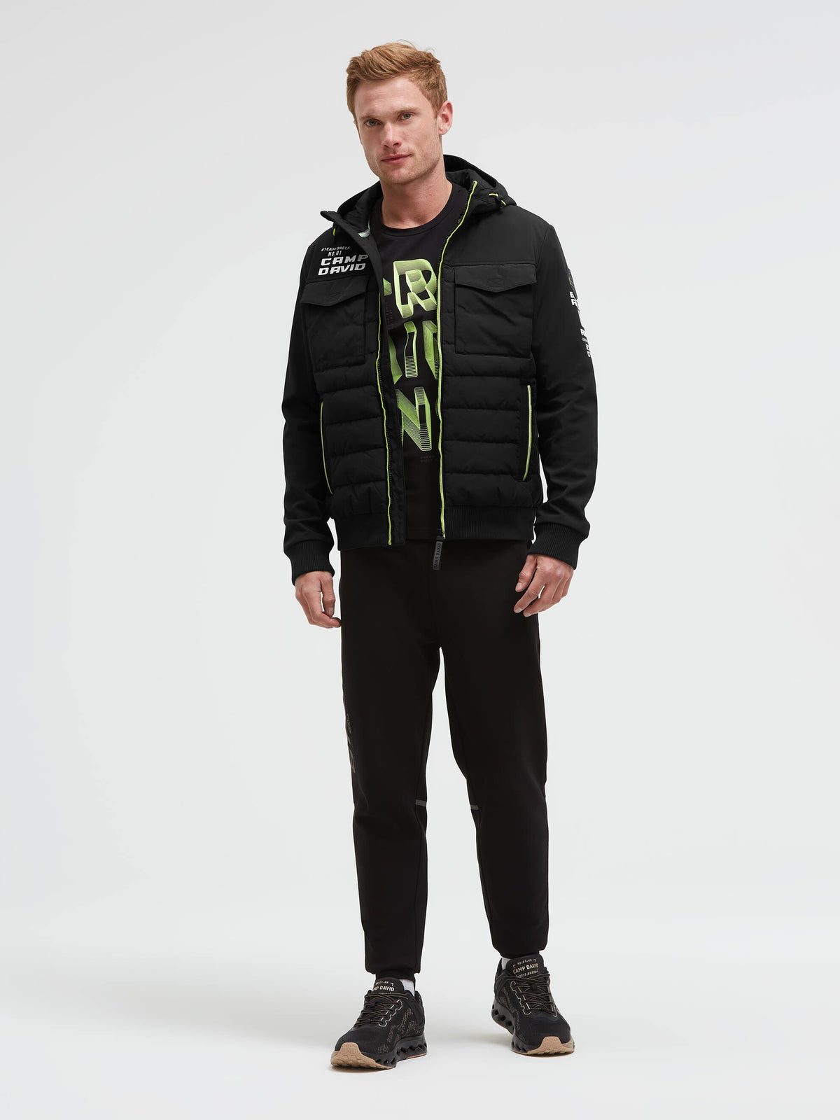 Winterjacke im Materialmix mit Rücken-Print black - 3