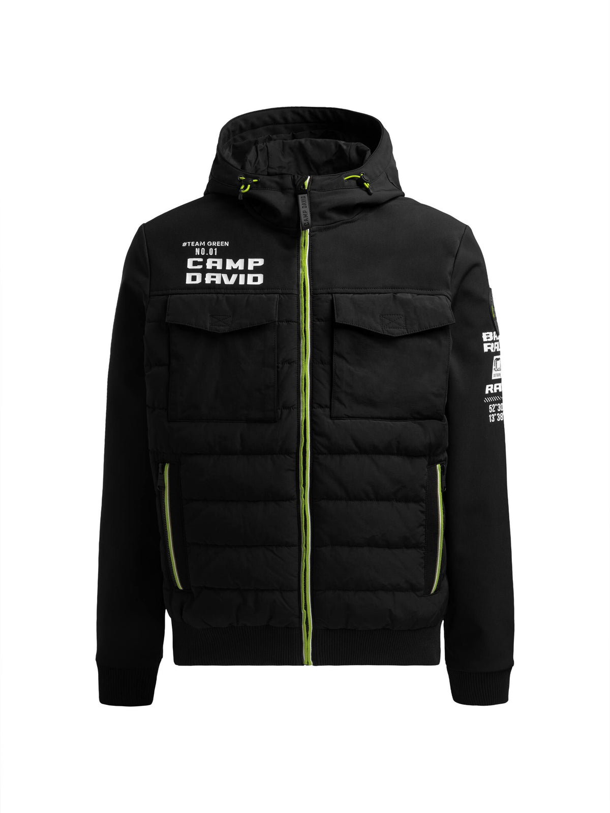 Winterjacke im Materialmix mit Rücken-Print black - 1