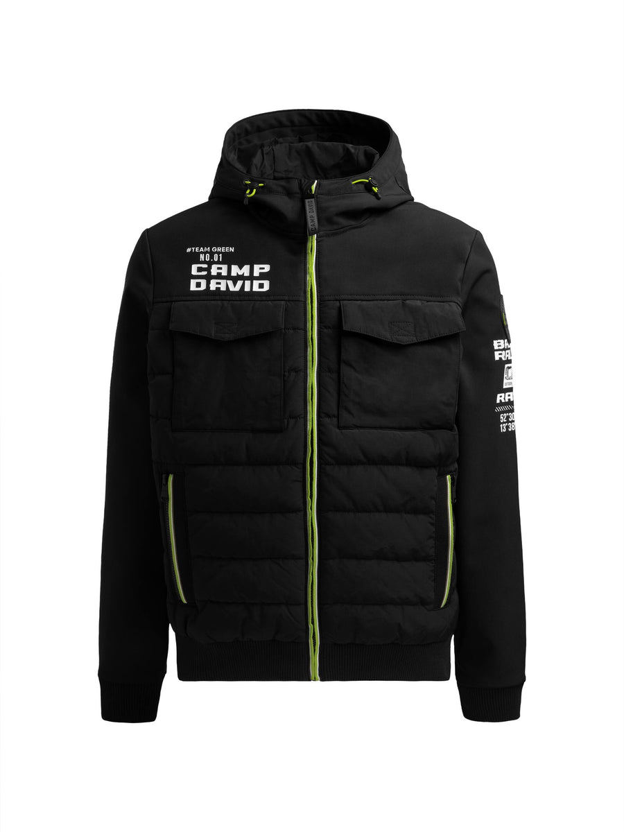 Winterjacke im Materialmix mit Rücken-Print black