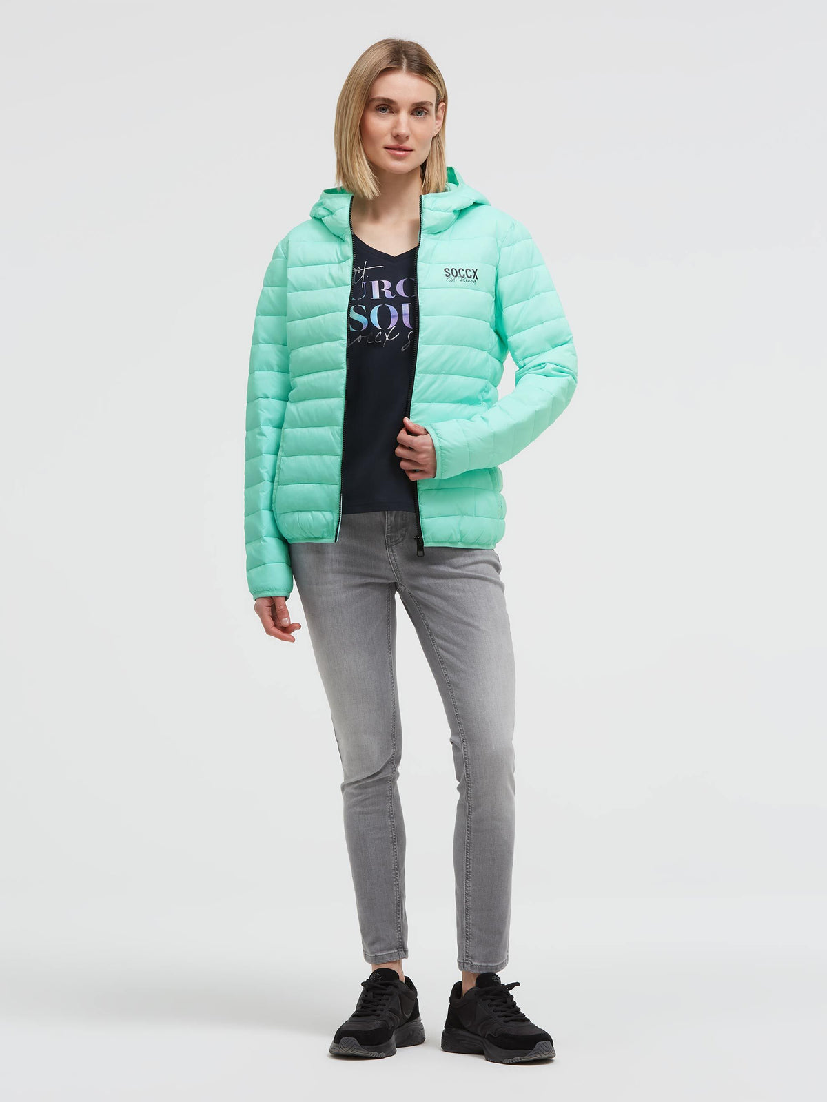 Leichte Steppjacke mit Kapuze new aqua - 3