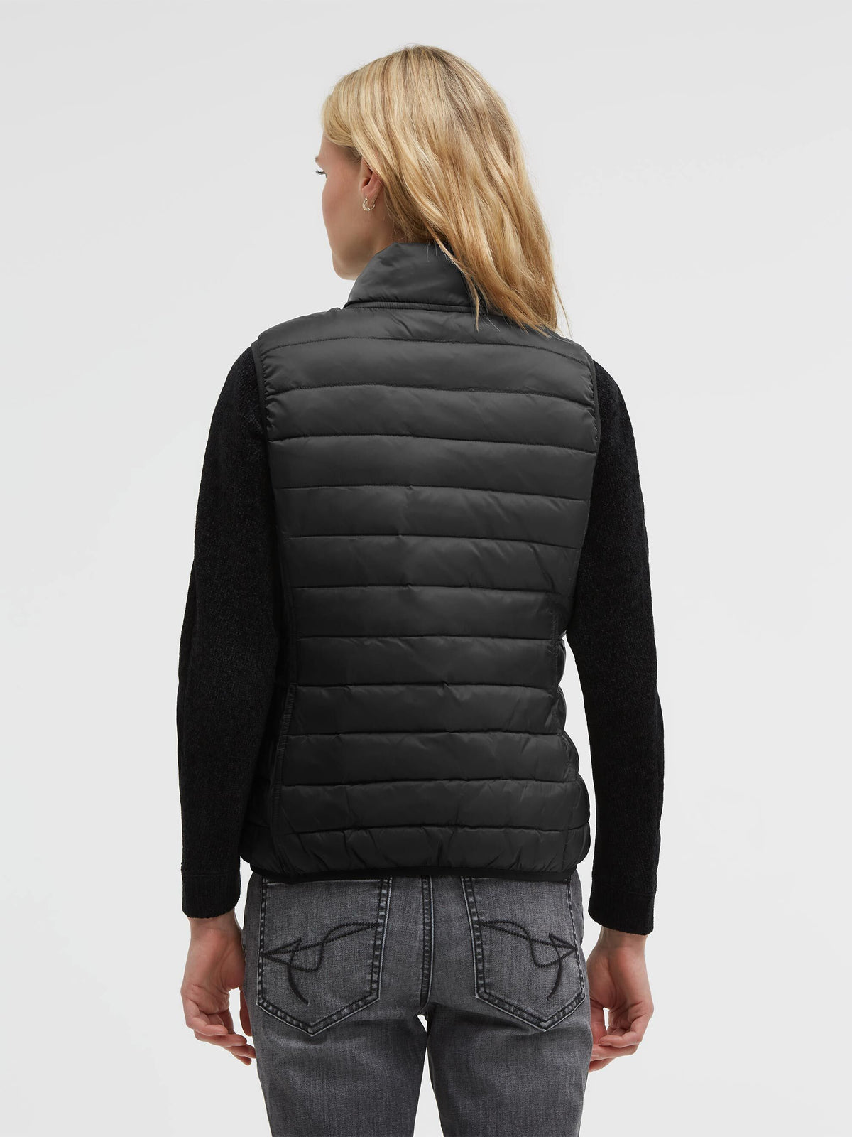 Basic Leichte Steppweste mit Print black