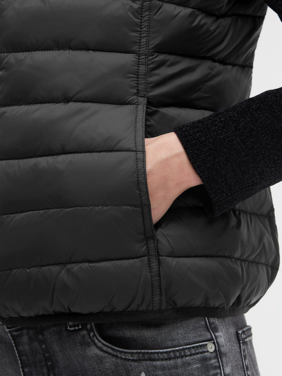 Basic Leichte Steppweste mit Print black - 6