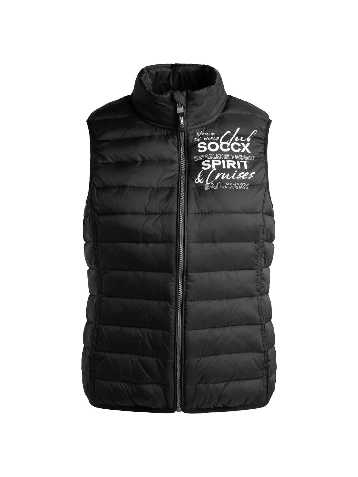 Basic Leichte Steppweste mit Print black