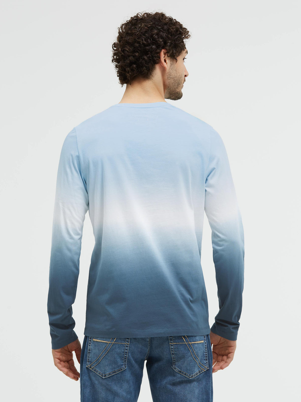 Longsleeve Dip Dye mit Label Prints light blue