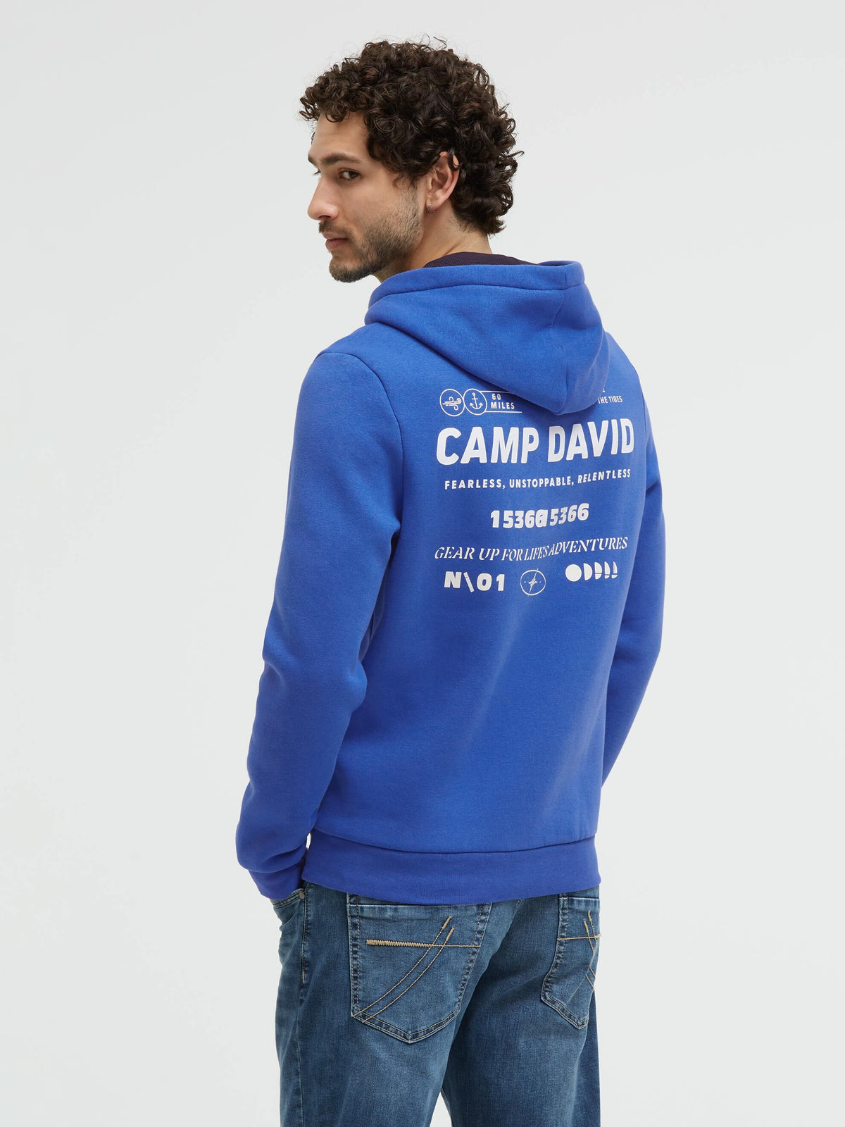 Hoodie mit Rücken-Artwork signal blue