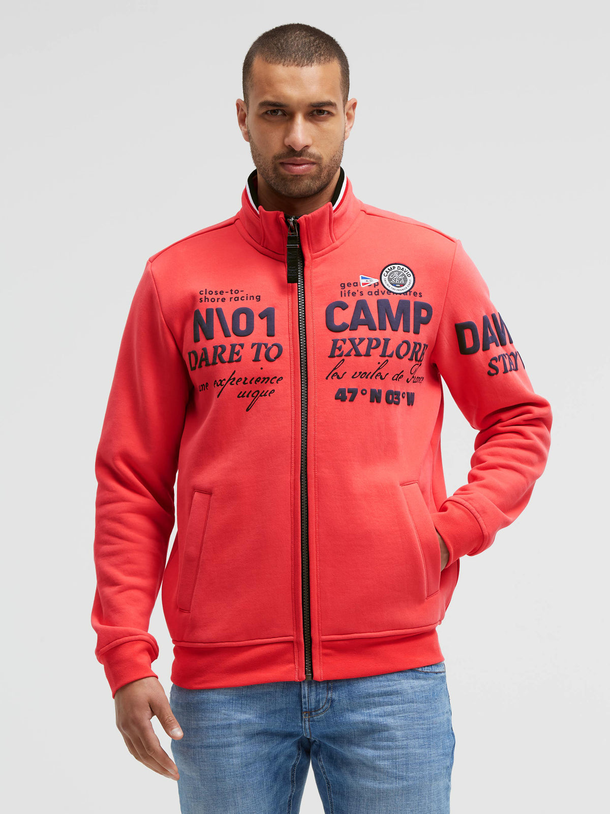 Sweatjacke mit 3D-Rubber-Artworks blaze coral - 2