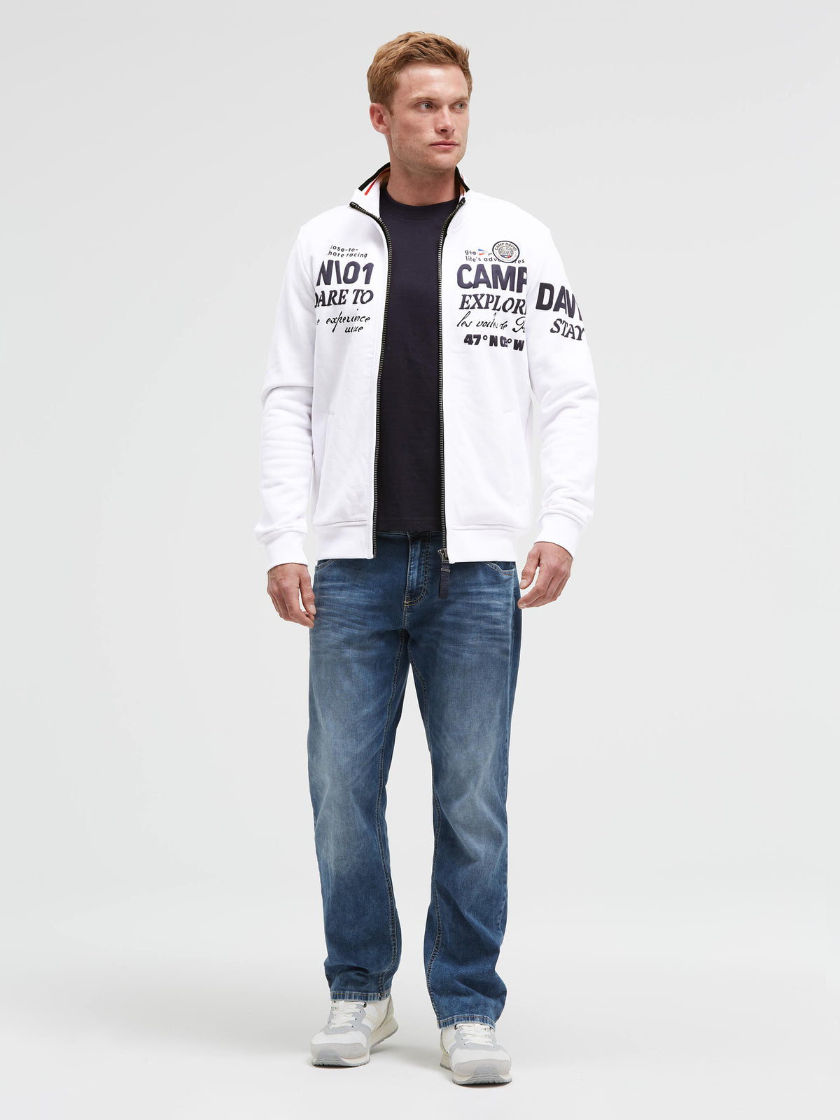 Sweatjacke mit 3D-Rubber-Artworks opticwhite - 3