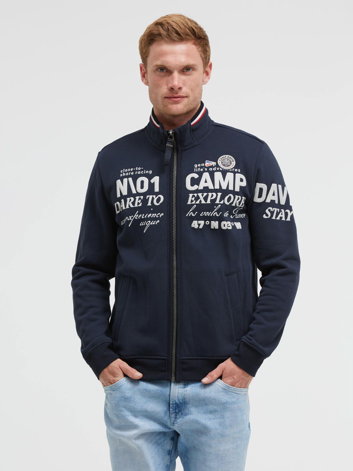 Sweatjacke mit 3D-Rubber-Artworks blue navy