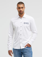 Hemd aus Struktur-Jersey mit Backprint opticwhite