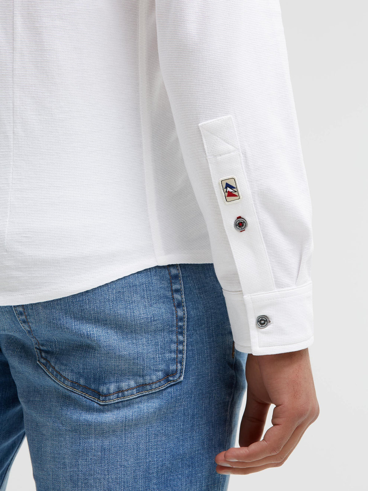 Hemd aus Struktur-Jersey mit Backprint opticwhite - 6