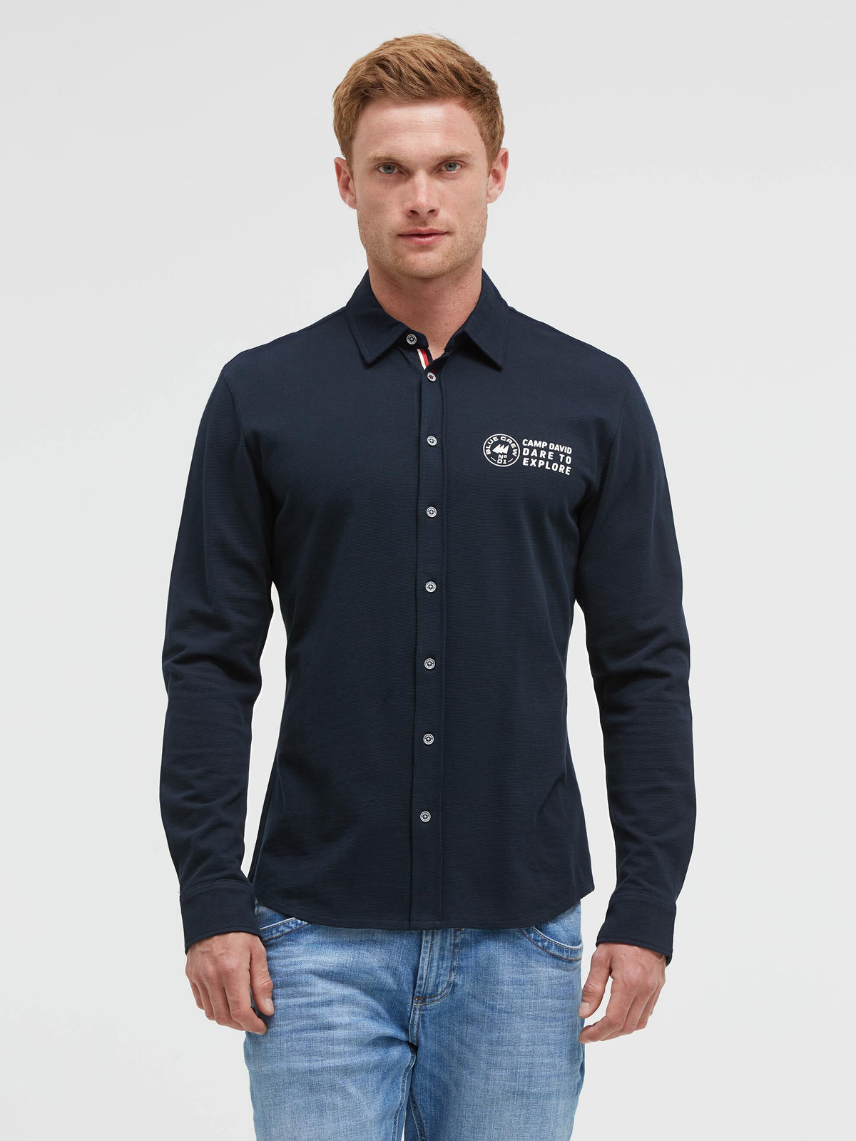 Hemd aus Struktur-Jersey mit Backprint blue navy - 2