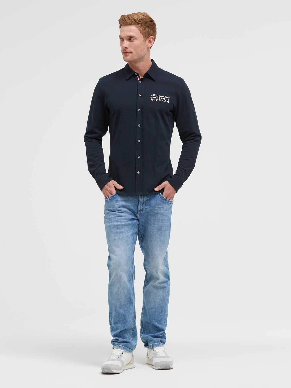 Hemd aus Struktur-Jersey mit Backprint blue navy - 3