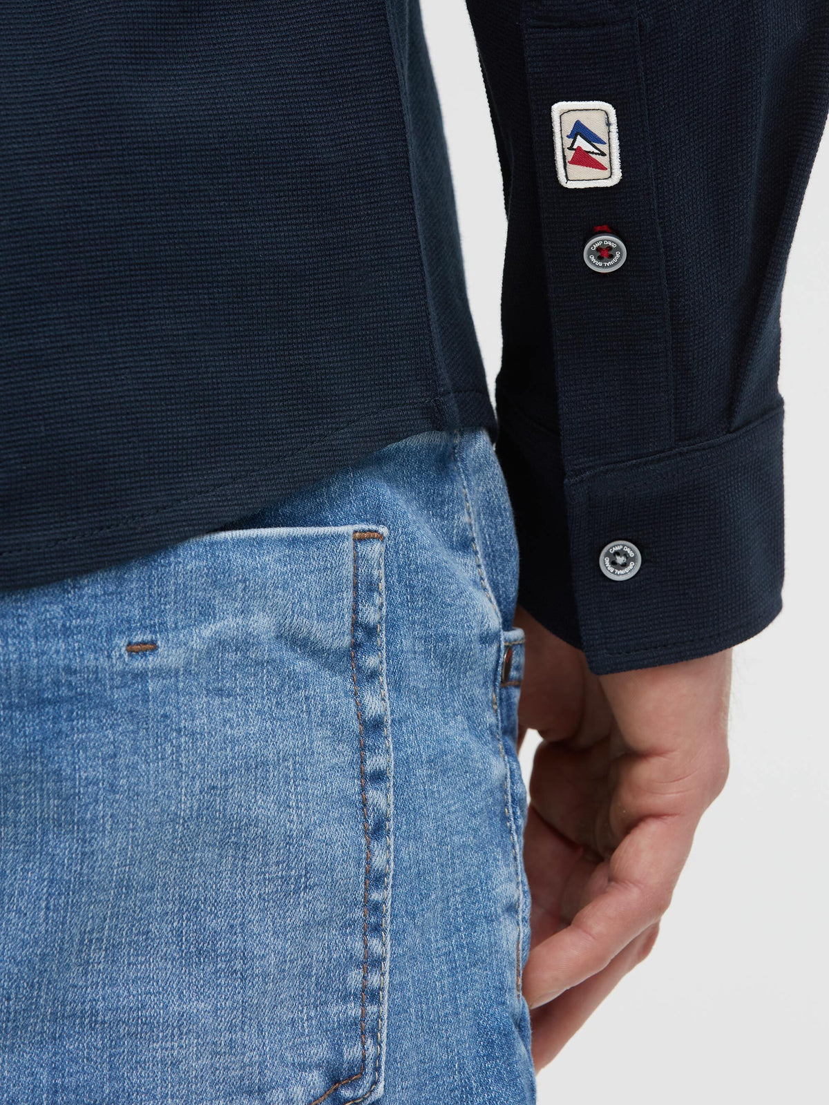 Hemd aus Struktur-Jersey mit Backprint blue navy