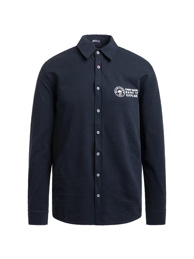 Hemd aus Struktur-Jersey mit Backprint blue navy