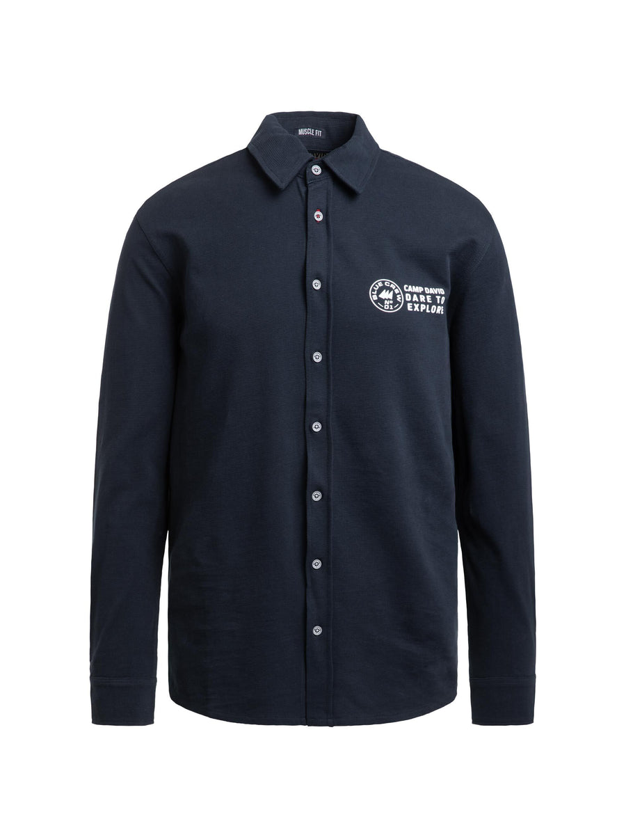 Hemd aus Struktur-Jersey mit Backprint blue navy