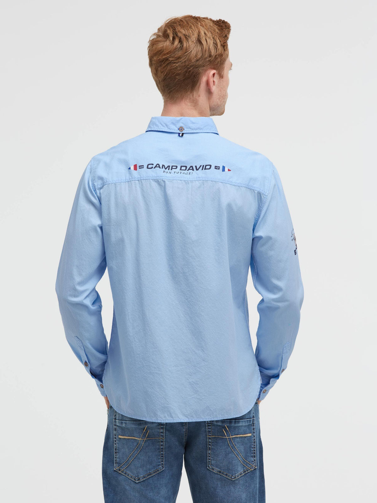 Langarmhemd mit Karo-Webstruktur und Artworks summer blue - 5