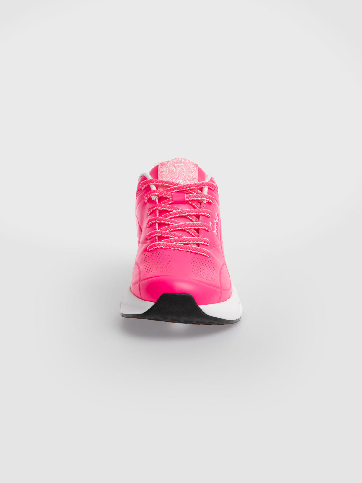 Sneaker mit Linienprägung neon pink
