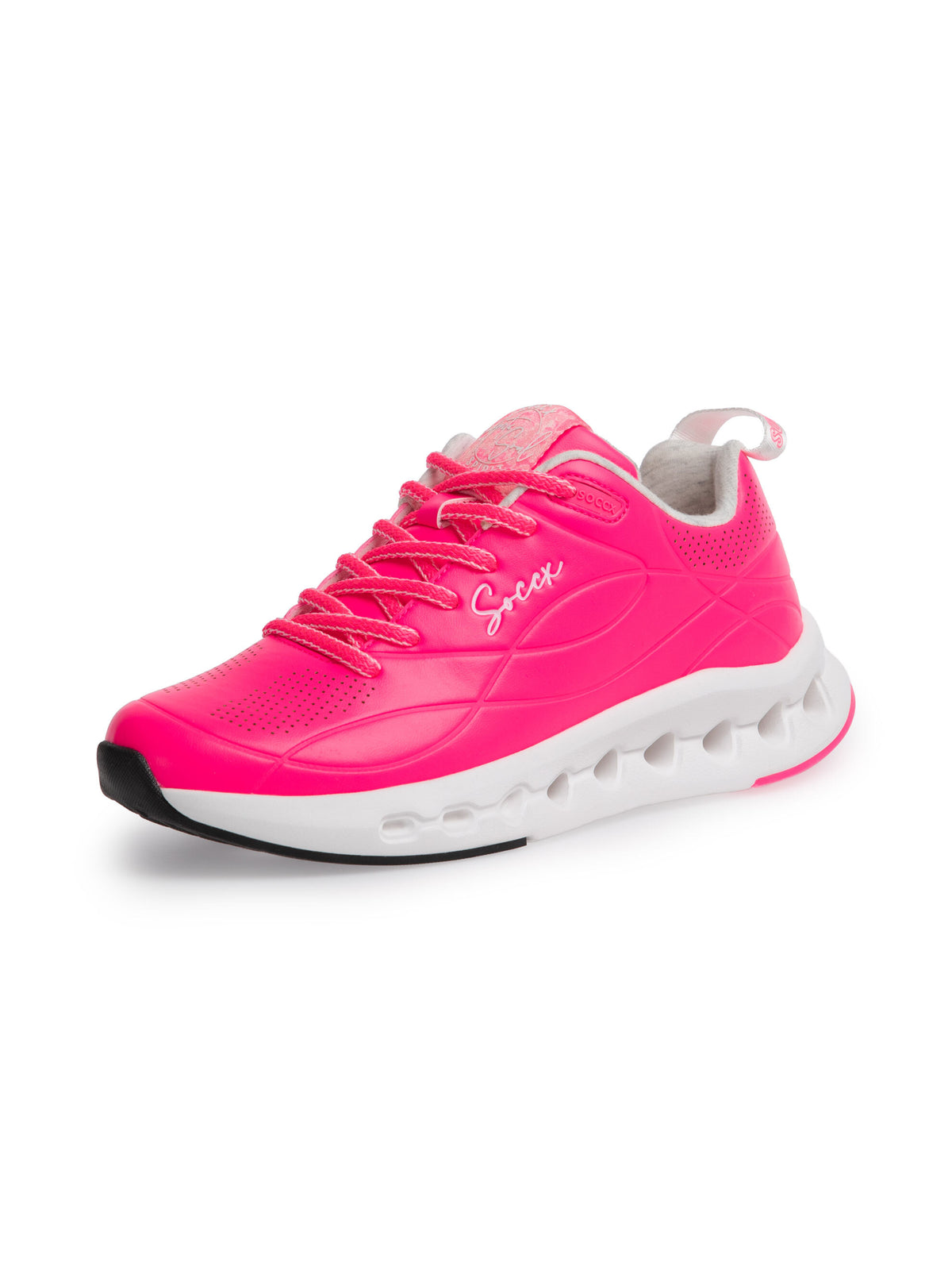 Sneaker mit Linienprägung neon pink