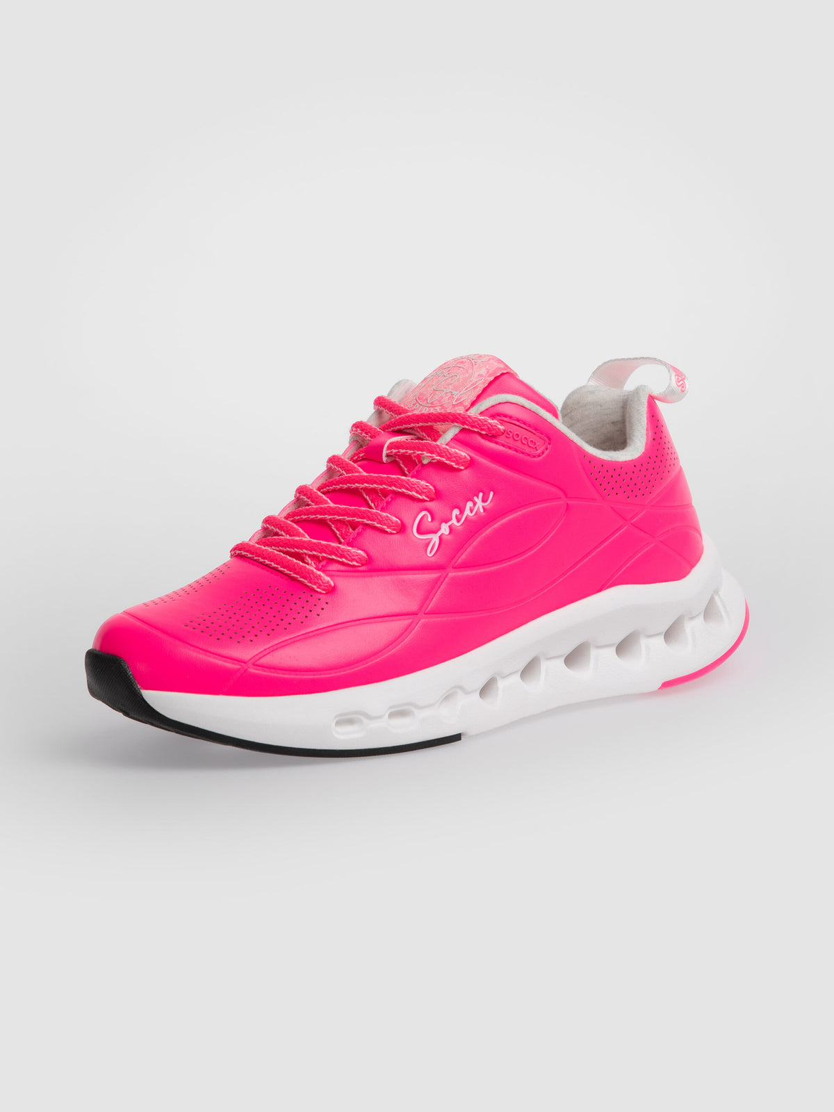 Sneaker mit Linienprägung neon pink - 5