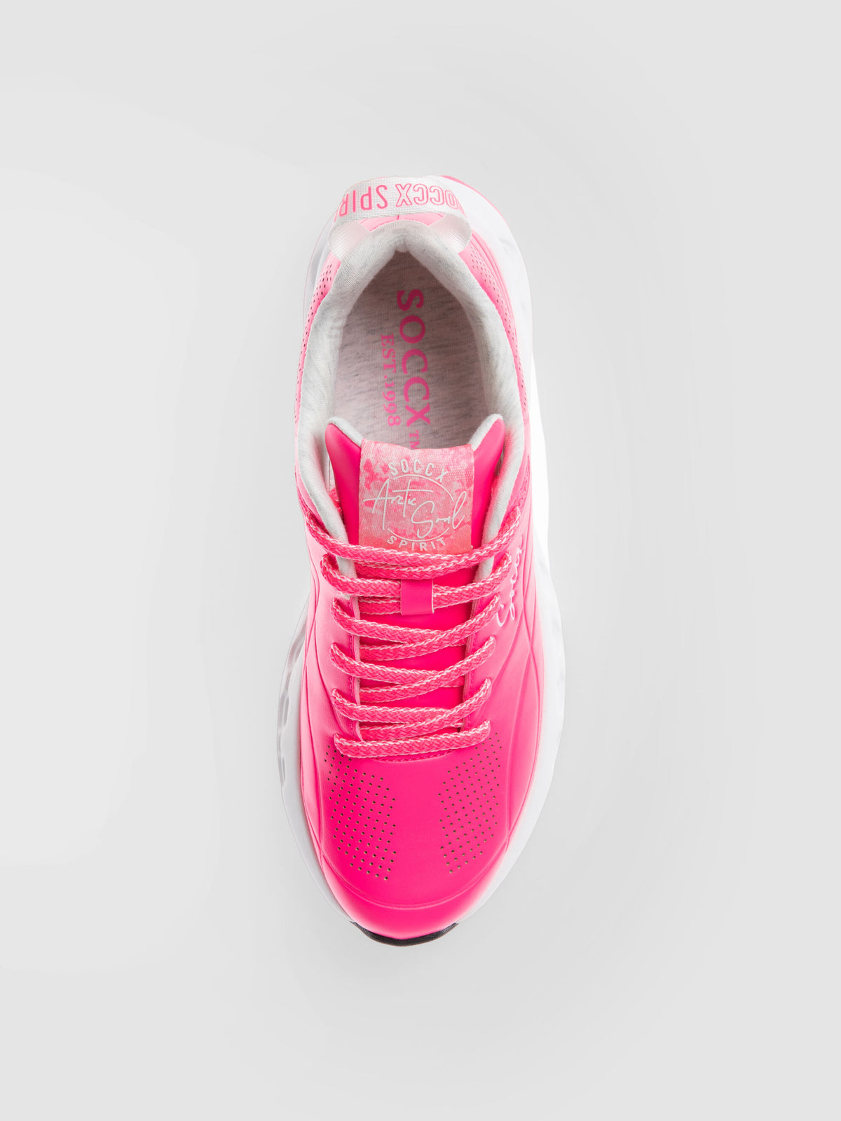 Sneaker mit Linienprägung neon pink