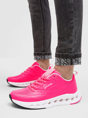 Sneaker mit Linienprägung neon pink