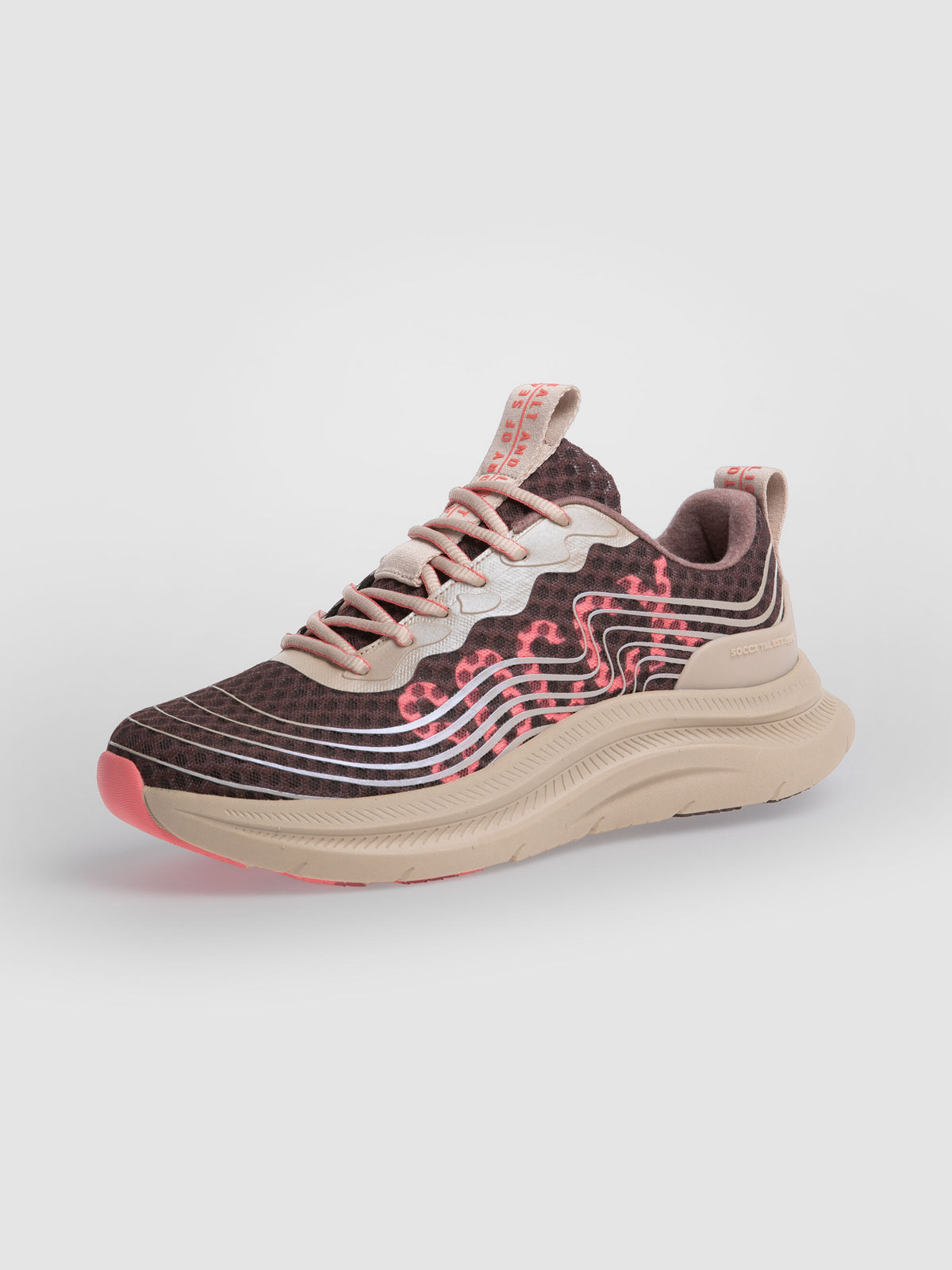 Wedge Sneaker im Mesh-Design mit Linienprint chocolate