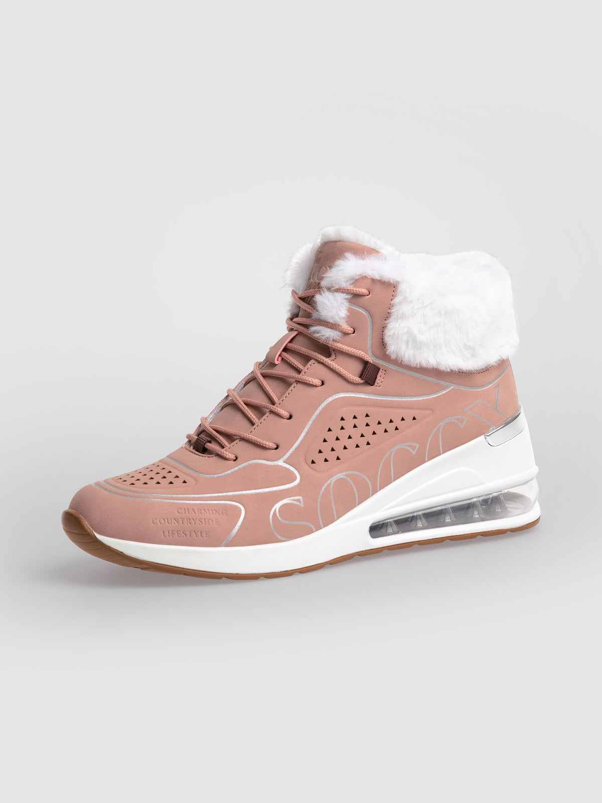 High Air Heel Sneaker mit Kunstfellrand delicate rose