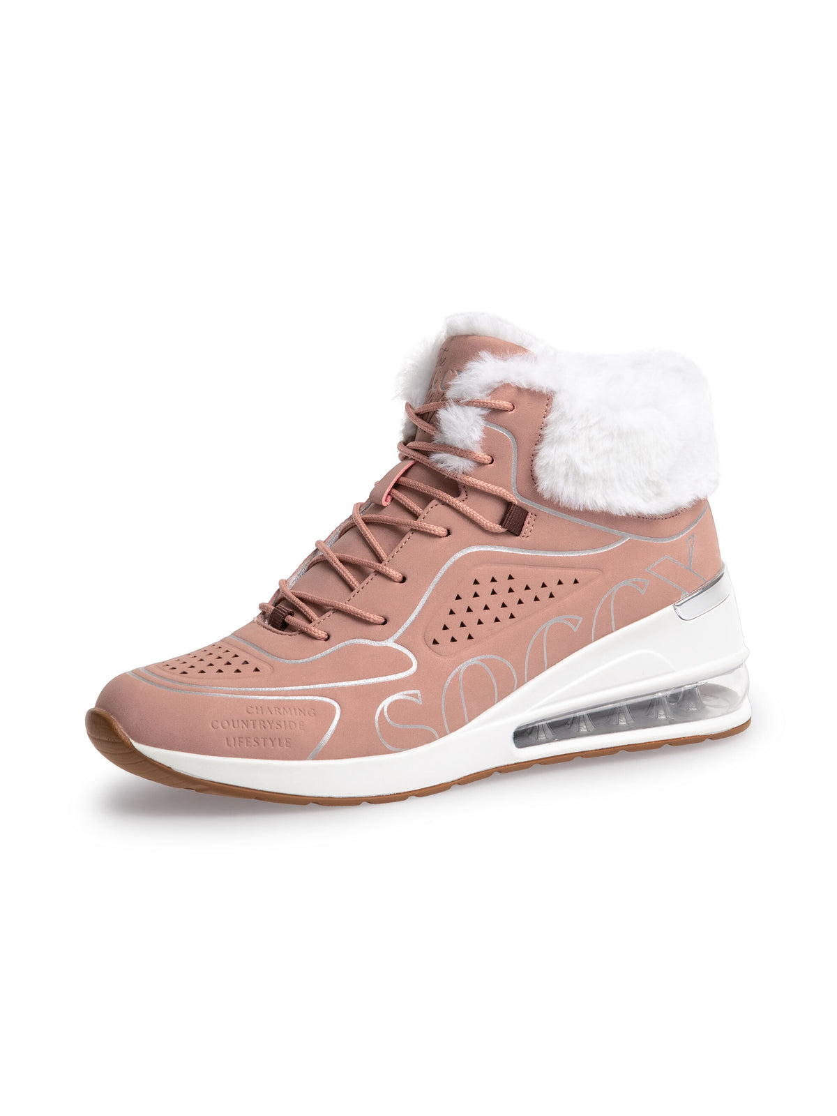 High Air Heel Sneaker mit Kunstfellrand delicate rose - 1