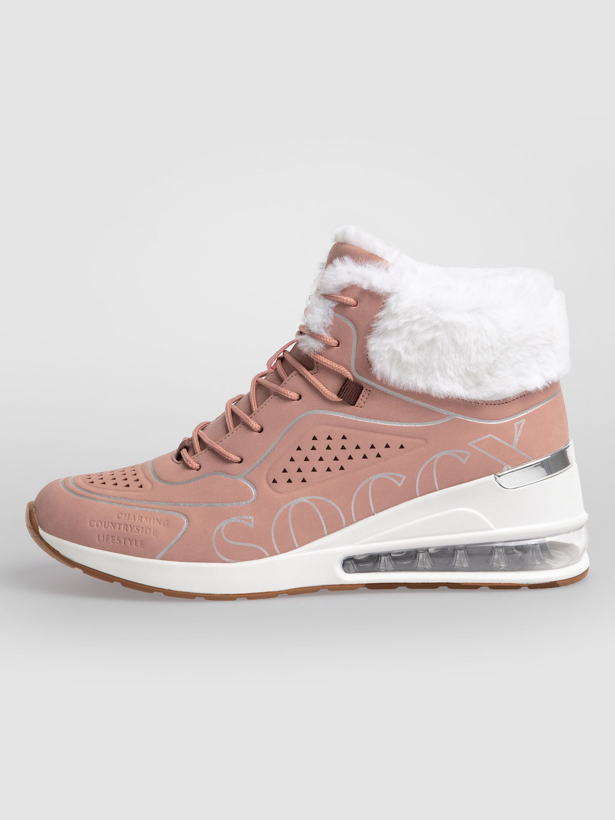 High Air Heel Sneaker mit Kunstfellrand delicate rose - 7