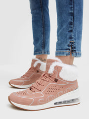 High Air Heel Sneaker mit Kunstfellrand delicate rose