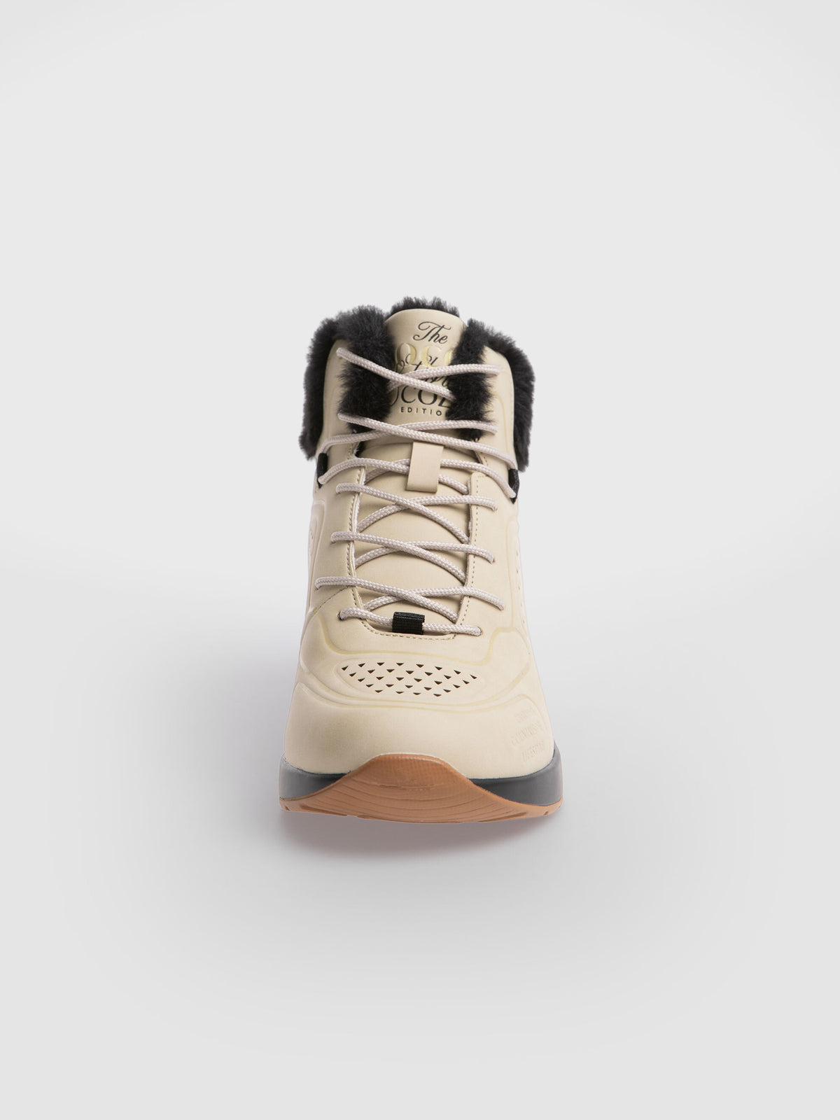 High Air Heel Sneaker mit Kunstfellrand almond cream