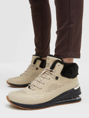 High Air Heel Sneaker mit Kunstfellrand almond cream