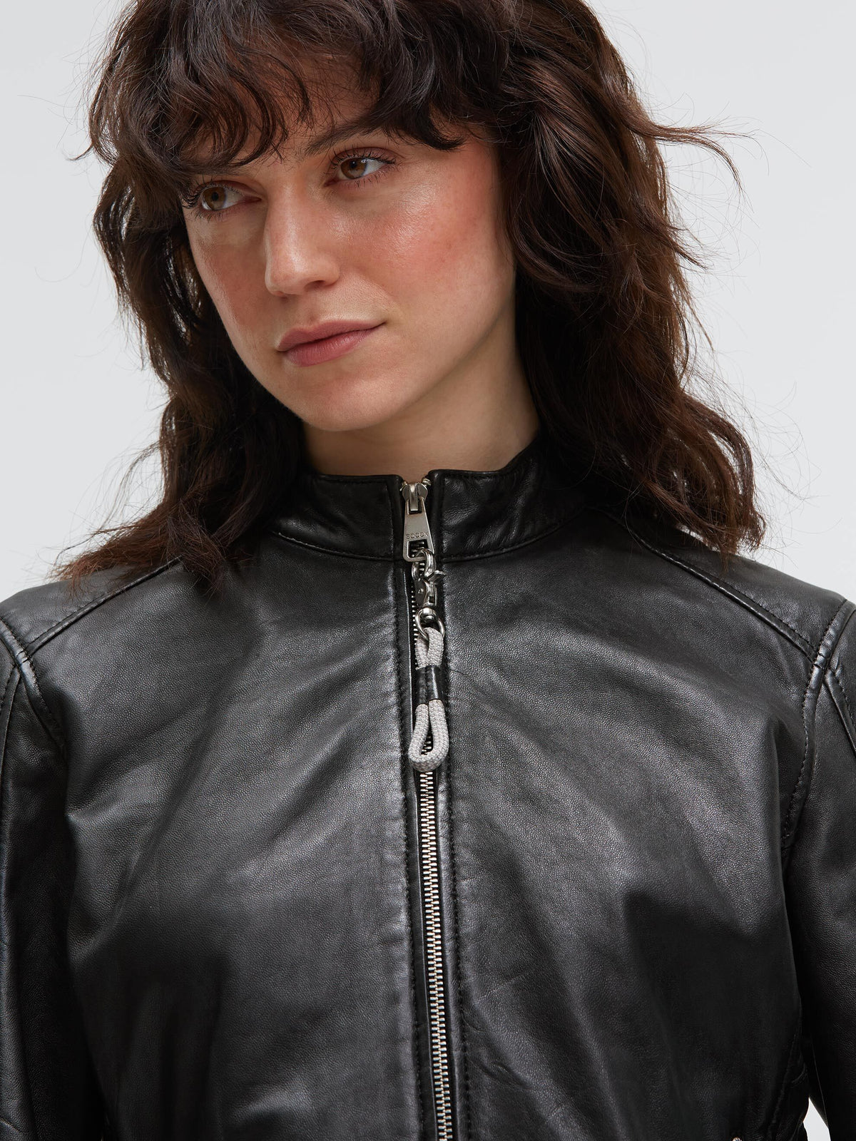 Lederjacke im Biker-Stil mit Sweatkapuze black