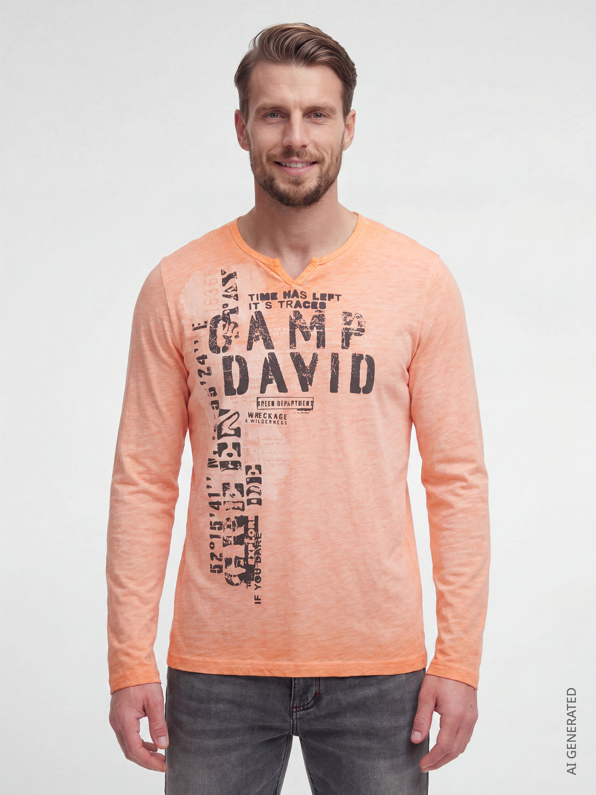 Langarmshirt Slub Jersey mit Vintage Prints mellow orange
