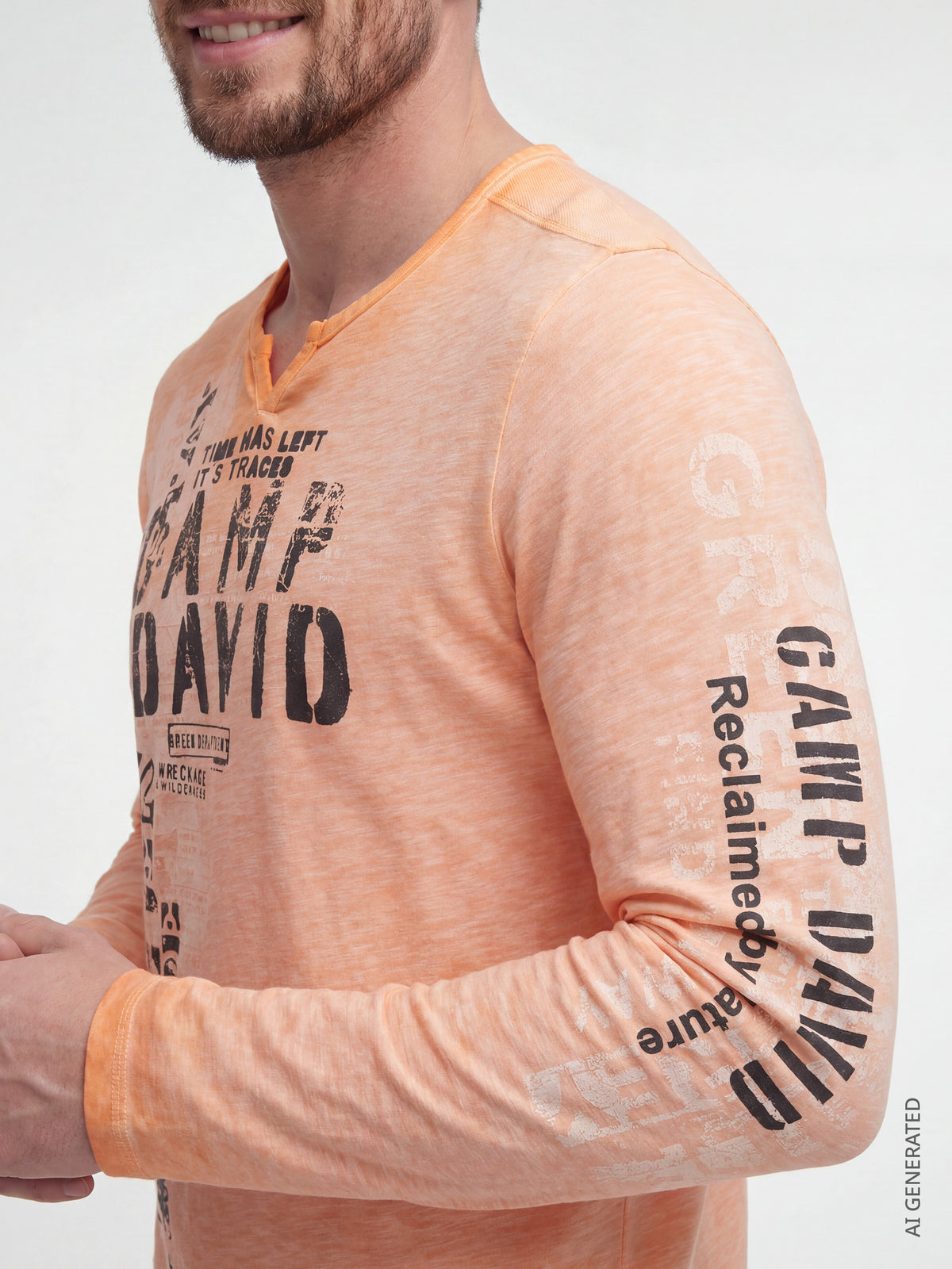 Langarmshirt Slub Jersey mit Vintage Prints mellow orange