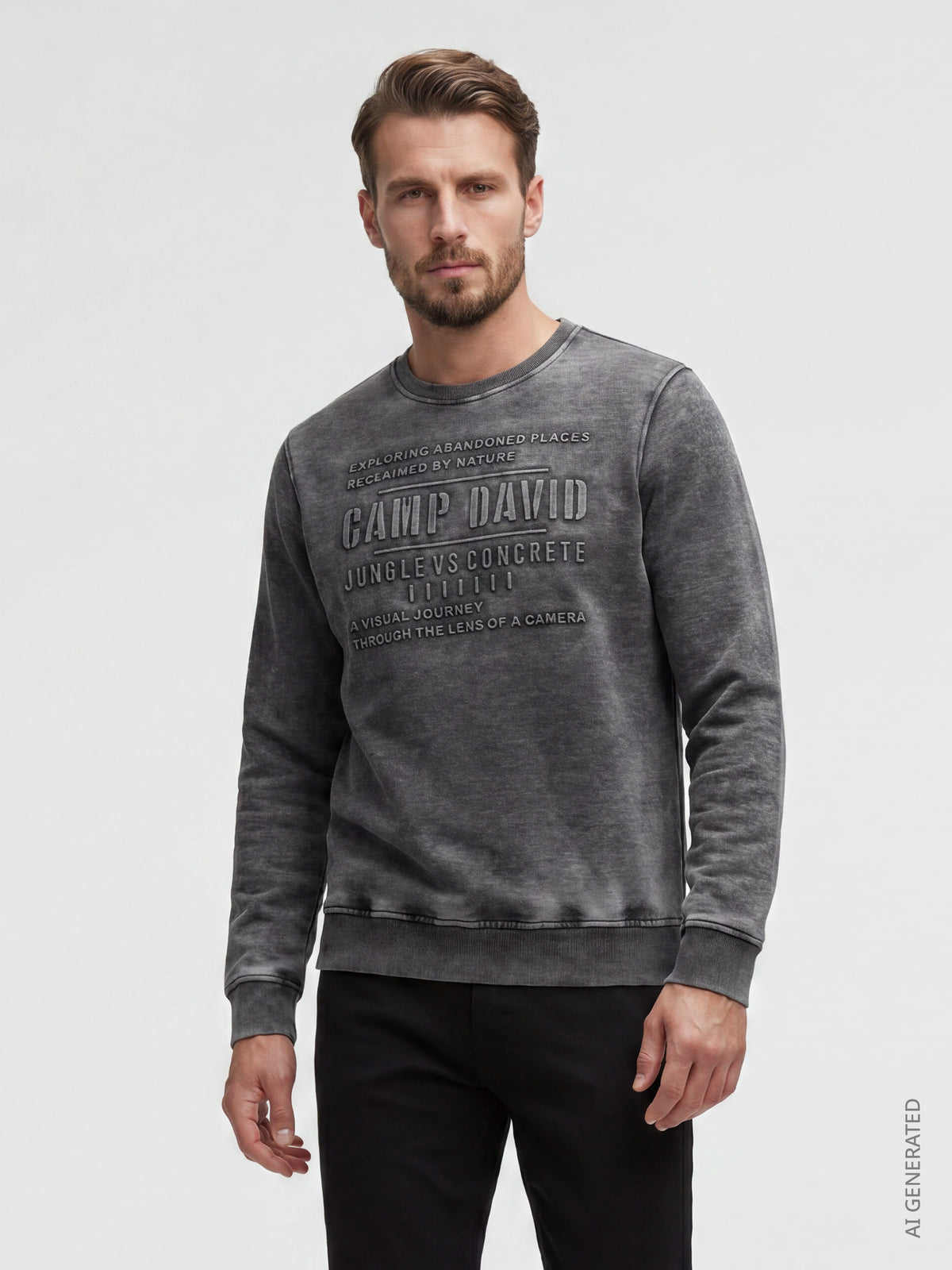 Sweatshirt mit Ausbrenner-Effekten und Prägedrucken black rock - 2