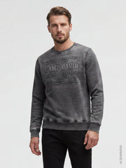 Sweatshirt mit Ausbrenner-Effekten und Prägedrucken black rock