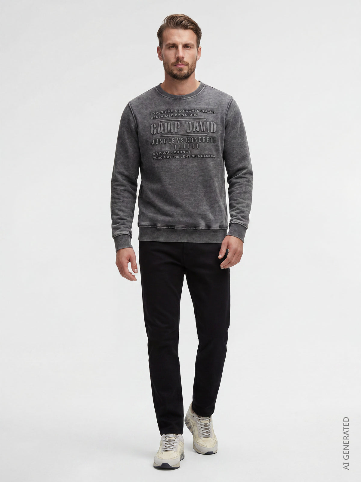 Sweatshirt mit Ausbrenner-Effekten und Prägedrucken black rock - 3