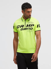 Pikee-Polo mit Zipper und Rubber Prints neon yellow