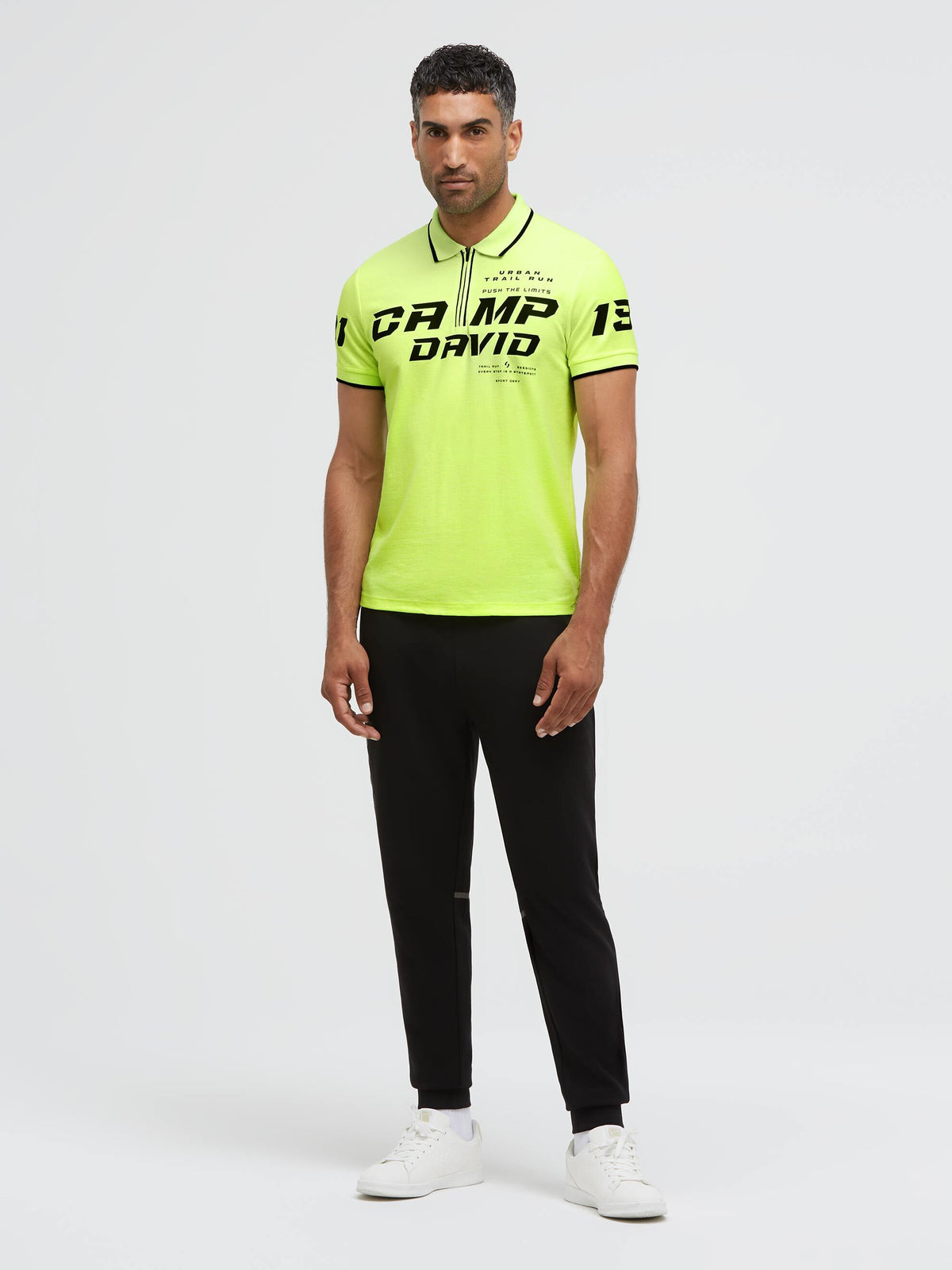 Pikee-Polo mit Zipper und Rubber Prints neon yellow - 3