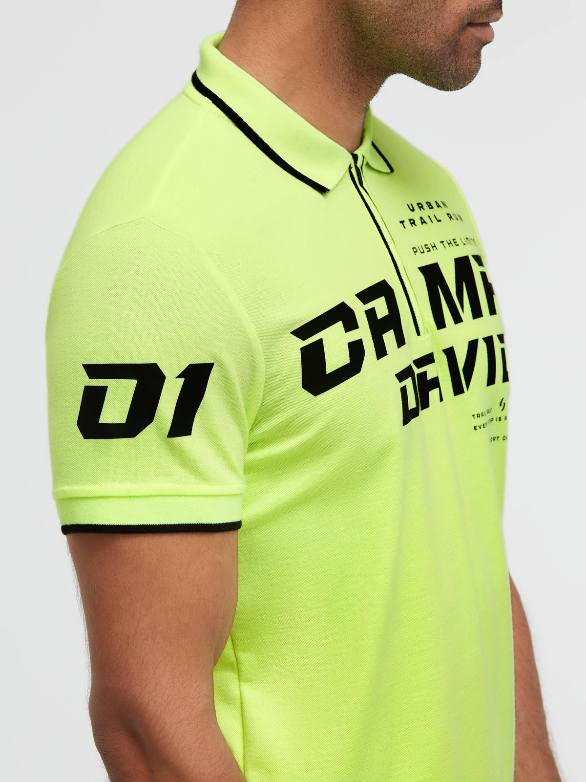 Pikee-Polo mit Zipper und Rubber Prints neon yellow - 6