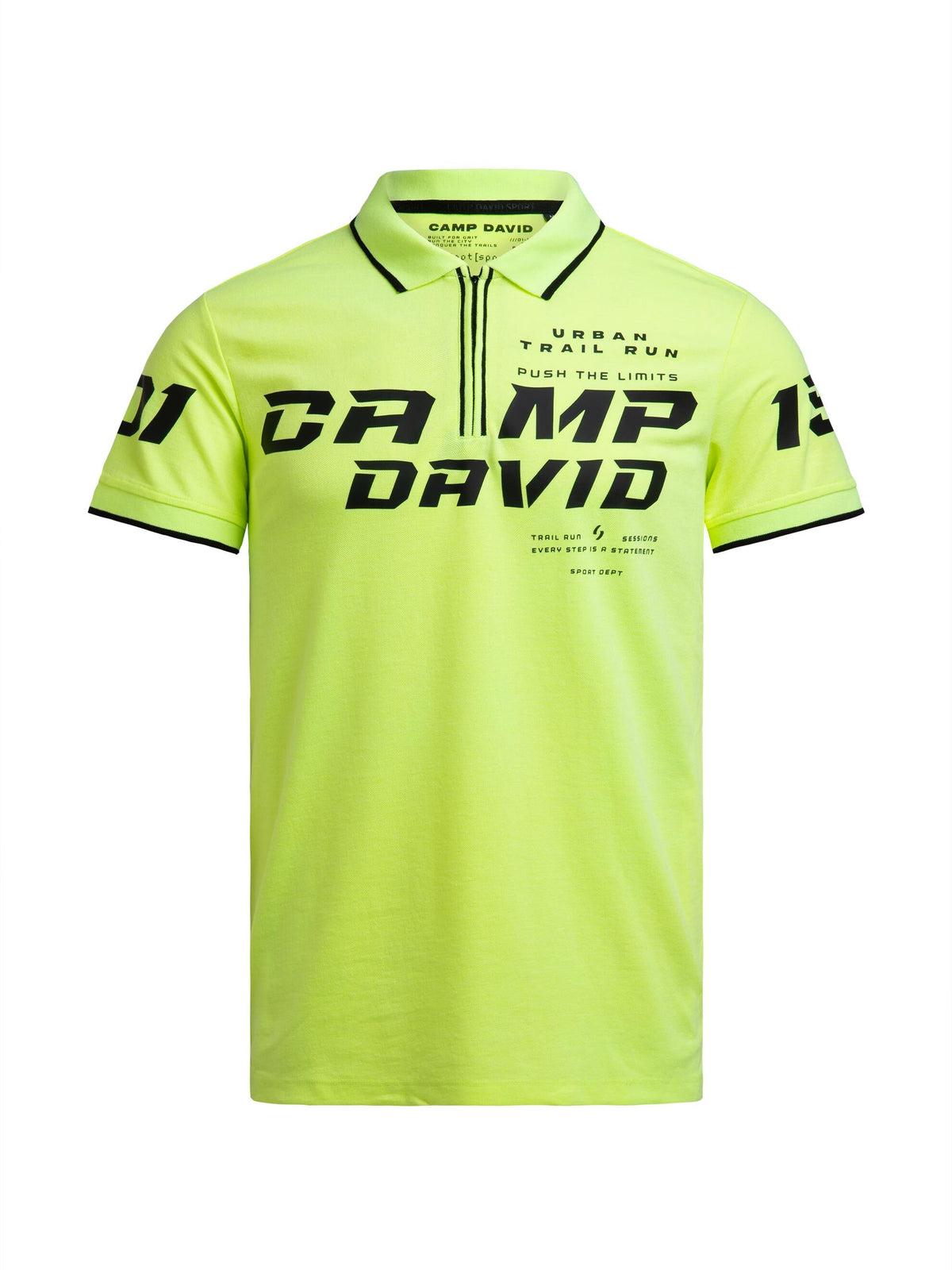 Pikee-Polo mit Zipper und Rubber Prints neon yellow - 1