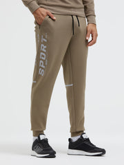 Joggpants aus Interlock-Pikee mit Artworks shadow beige
